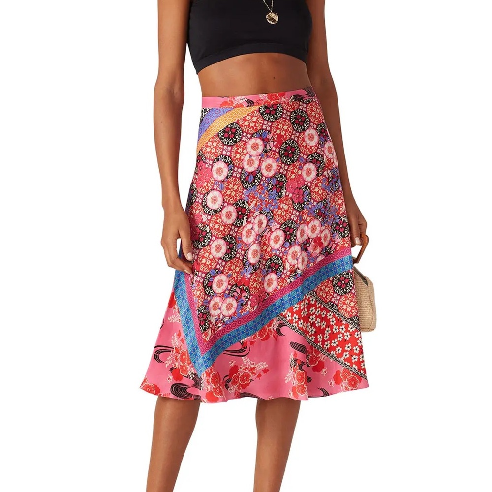 Revolve PINKO Floral Pink Midi Skirt